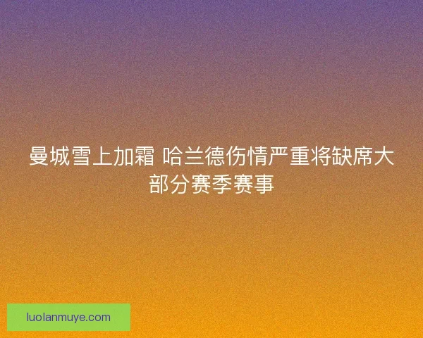 曼城雪上加霜 哈兰德伤情严重将缺席大部分赛季赛事