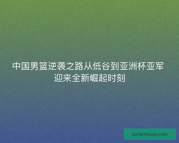 中国男篮逆袭之路从低谷到亚洲杯亚军 迎来全新崛起时刻